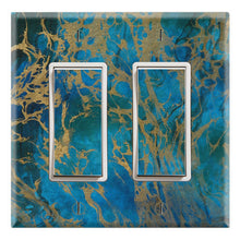 Load image into Gallery viewer, Blue Cobalt and Gold Marble Art Design Print