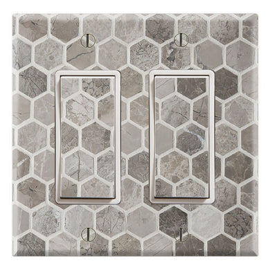 Mosaic Tile Grey Marble Background Print