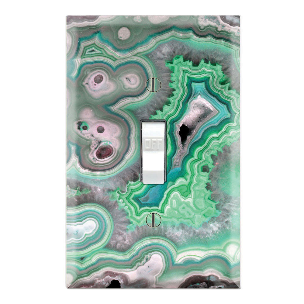 Green Neon Geode Art Design Print